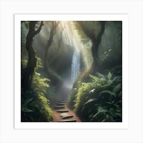 Waterfall In The Forest 88 Art Print