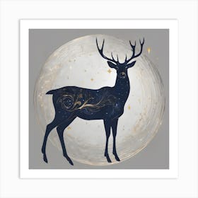 Deer In The Moonlight Art Print