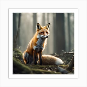 Fox In The Forest 46 Art Print