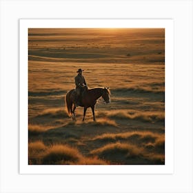 Cowboy On Horseback Art Print