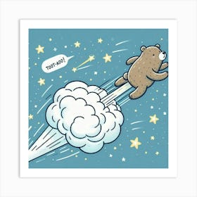 Flying Teddy Bear Art Print