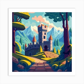 Pixel Art Medieval Castle Poster 2 Art Print