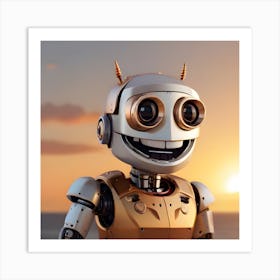 Robot At Sunset Art Print