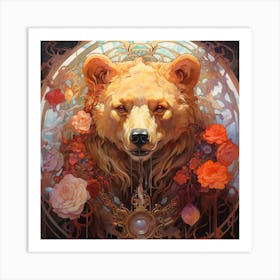 Bear With Roses 1 Art Print