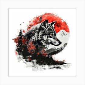 Wolf In The Moonlight 1 Art Print