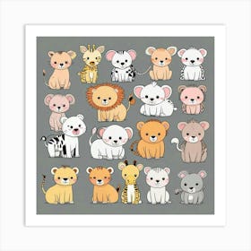 Kawaii Animals Art Print