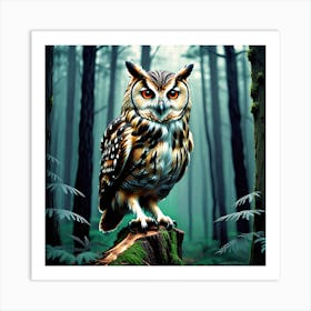 Owl In The Forest 23 Art Print