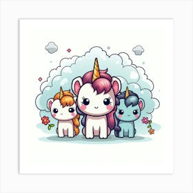 Cute Unicorns 1 Art Print