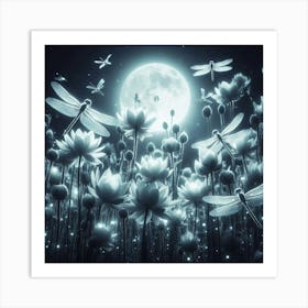 Dragonflies In The Night 3 Art Print