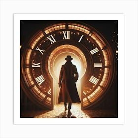 Man Standing In Front Of A Clock 2 Art Print