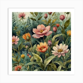 Watercolor Flowers Art Print