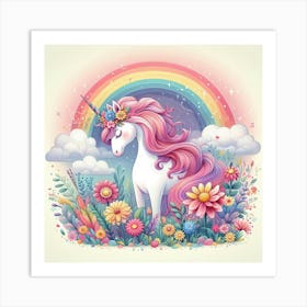 Unicorn In The Meadow Art Print