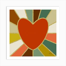 Retro Heart Burst Art Print