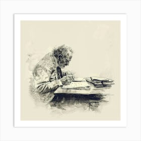 Old Man Writing 1 Art Print