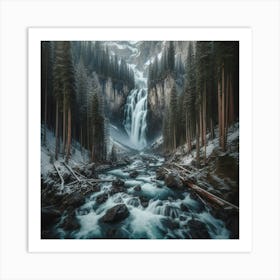 Waterfall Snow 4 Art Print