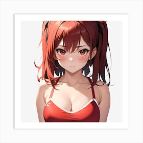 Anime Gym Girl With Red Hair Art Print