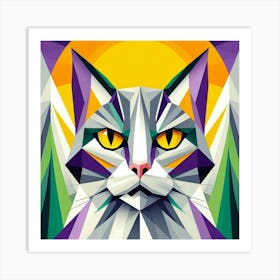 Biscuit Low Poly Cat Art Print