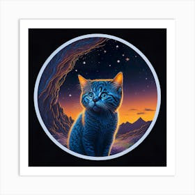 Cat Colored Sky (112) Art Print