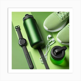 Green Sports Equipment Art Print