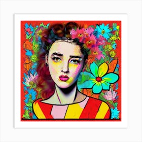 Girl With Flowers 8 Art Print