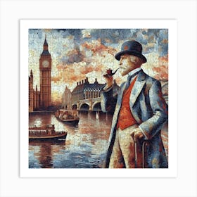 Abstract Puzzle Art English gentleman in London 5 Art Print