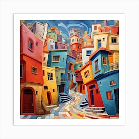 Maraclemente Wonky Spiral Houses On A Street Vibrant Colors Sea 6583a9ee 9efc 4c93 8950 229f74cd4f75 Art Print