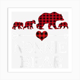 Red Plaid Nonnie Bear Matching Family Pajama Christmas Art Print