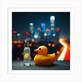 Bottle Of Vodka And Rubber Duck Art Print