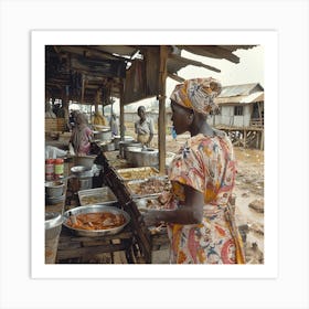 Woman Sells Food In A Market Art Print