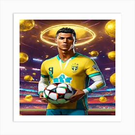 Soccer Player Holding A Soccer Ball Art Print