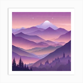 Misty mountains background in purple tone 21 Art Print