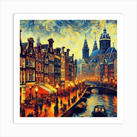 Amsterdam At Night Van Gogh 1 Art Print