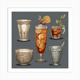 Default Drinks In Different Tableware Aesthetic 0 Art Print