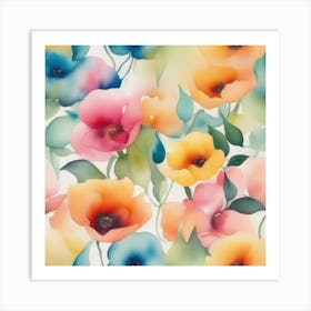 Watercolor Flowers Art Print