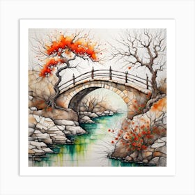 Bridge Over A River Art Print