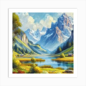 Landscape in oil paint Art Print