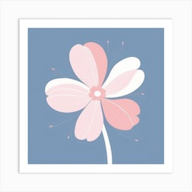 A White And Pink Flower In Minimalist Style Square Composition 672 Art Print