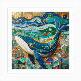 Whales in the Style of Collage 5 Art Print