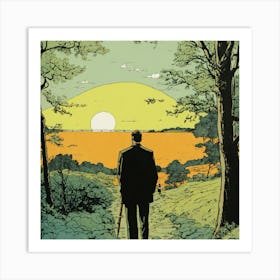 Man Walking Down A Path Art Print