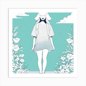 Girl In Hat Art Print