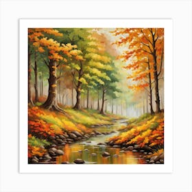 Forest In Autumn In Minimalist Style Square Composition 64 Art Print