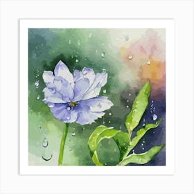 Flower In Rain Art Print