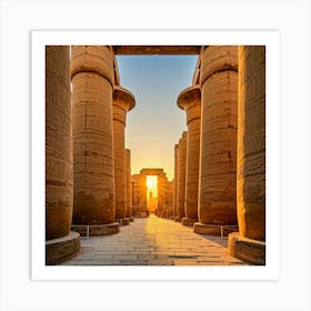 Egyptian Temple At Sunset Art Print