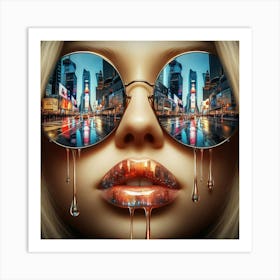 Portrait Of A Woman With Sunglasses Art Print