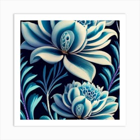 Blueandwhite Porcelain Botanical Art Seamless 1 Art Print