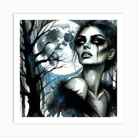 Spooky Girl In The Woods Art Print