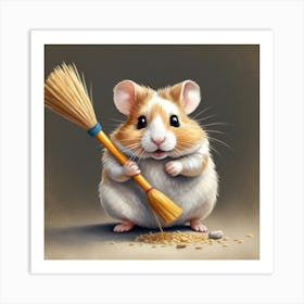 Hamster With Broom 5 Art Print