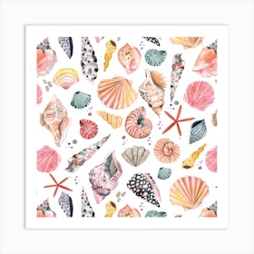 Sea Shells Marine Sand Square Art Print