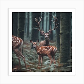 Deer In The Forest 24 Art Print