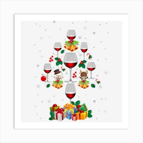 Wine Christmas Tree Xmas Ornament Decor Funny Gits Men Women Art Print